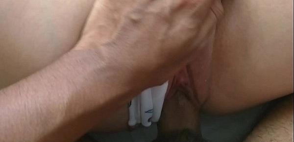  I woke up my stepfather and his cock got really hard!  He squeezed my tits and gave me a deep creampie!!